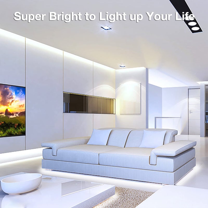 DAYBETTER COB LED Strip, 16.4 ft White LED Strip Lights, Dimmable LED Light Strip 6500K Bright Daylight White, 24V, 1600LEDs, 2835 Flexible LED Tape Light for TV, Bedroom, Kitchen Cabinet, Closet - Image 2