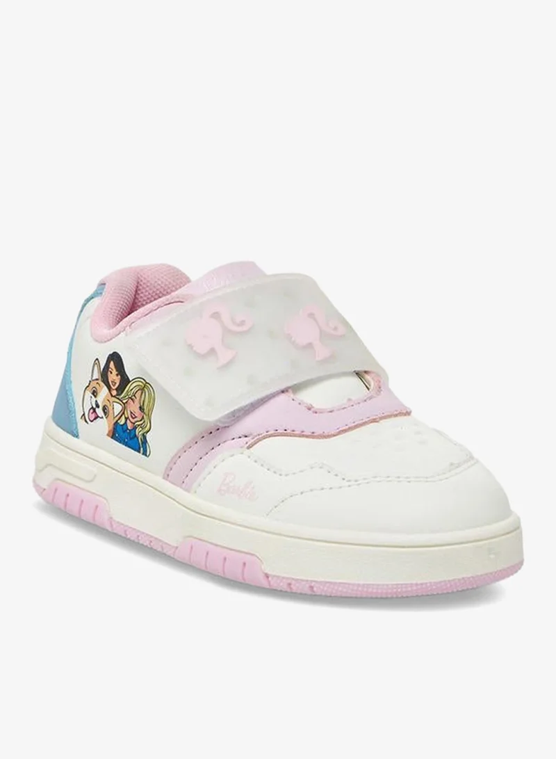 باربي Girls Printed Hook & Loop School Sneakers