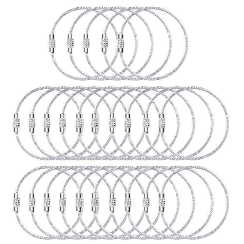 Bidponds 25 Pack Wire Keychain Cable 2mm 6.3 Inches Nylon Coated Stainless Steel Screw Lock Key Ring Loop for Hanging Luggage Tags or ID Tags, Silver - Image 5