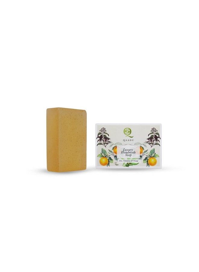 QAADU Luxury Handmade Soap With Natural Ingredients Aloe Vera Cinnamon Orange And Neem Ideal For Dull & Uneven Skin Tone 125 Gm  - Image 2
