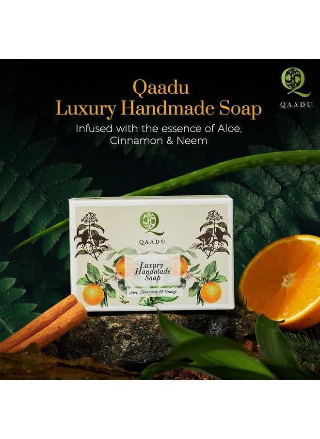 QAADU Luxury Handmade Soap With Natural Ingredients Aloe Vera Cinnamon Orange And Neem Ideal For Dull & Uneven Skin Tone 125 Gm  - Image 3