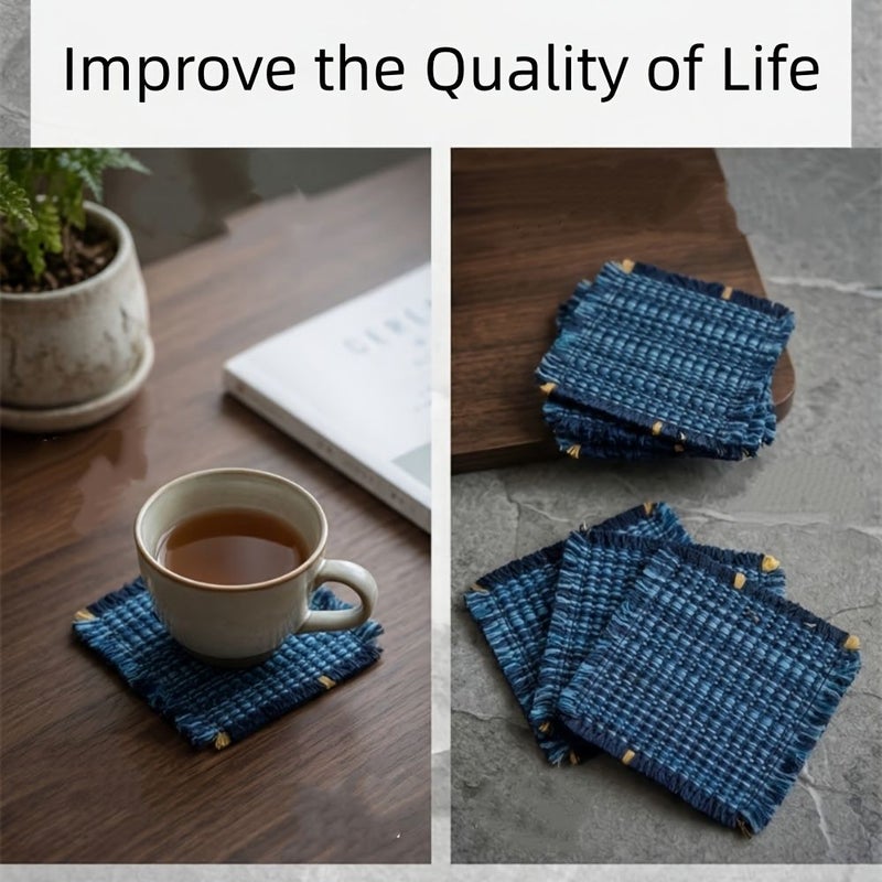 A Set Of 6 Handmade Woven Fabric Coasters For Home Decoration Heat Resistant Mats For Teacups Living Room Coffee Table Decor - Image 5
