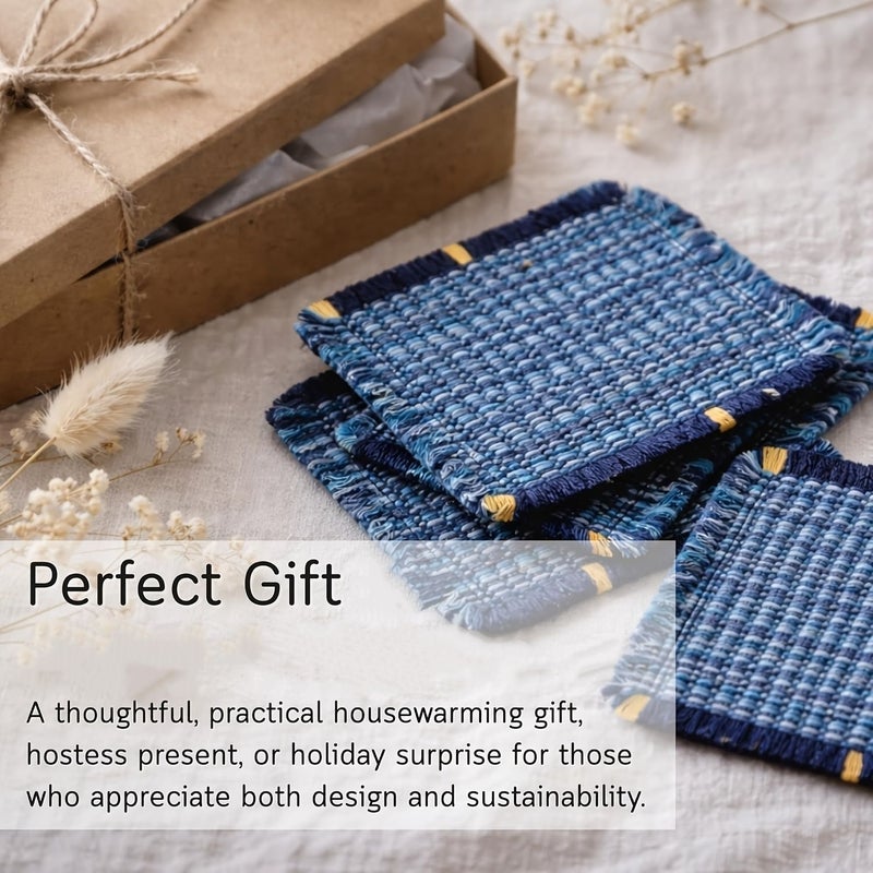 A Set Of 6 Handmade Woven Fabric Coasters For Home Decoration Heat Resistant Mats For Teacups Living Room Coffee Table Decor - Image 1