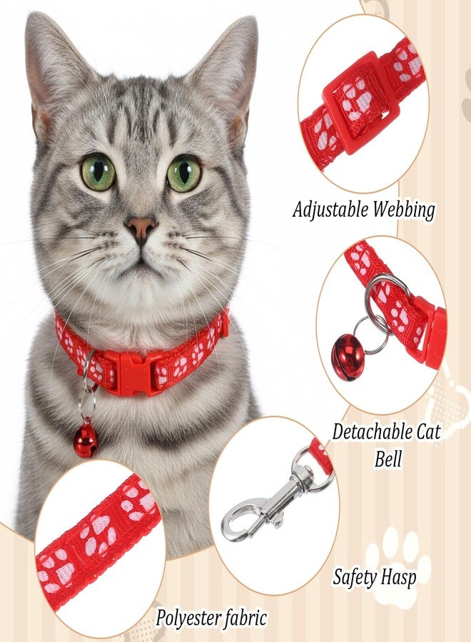 Caeuiciw 48 Pcs Dog Collar and Leash Set, Polypropylene Adjustable Puppy Collars for Small Pet Puppy Walking Training with Hook and Buckle, Litter Size(Multicolor,Paws Pattern) - Image 3