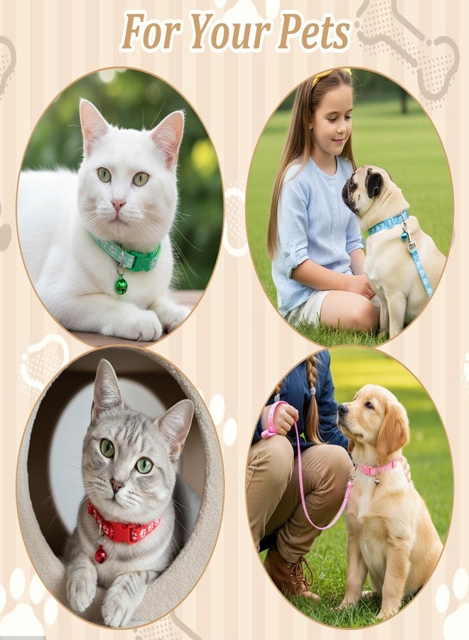 Caeuiciw 48 Pcs Dog Collar and Leash Set, Polypropylene Adjustable Puppy Collars for Small Pet Puppy Walking Training with Hook and Buckle, Litter Size(Multicolor,Paws Pattern) - Image 4