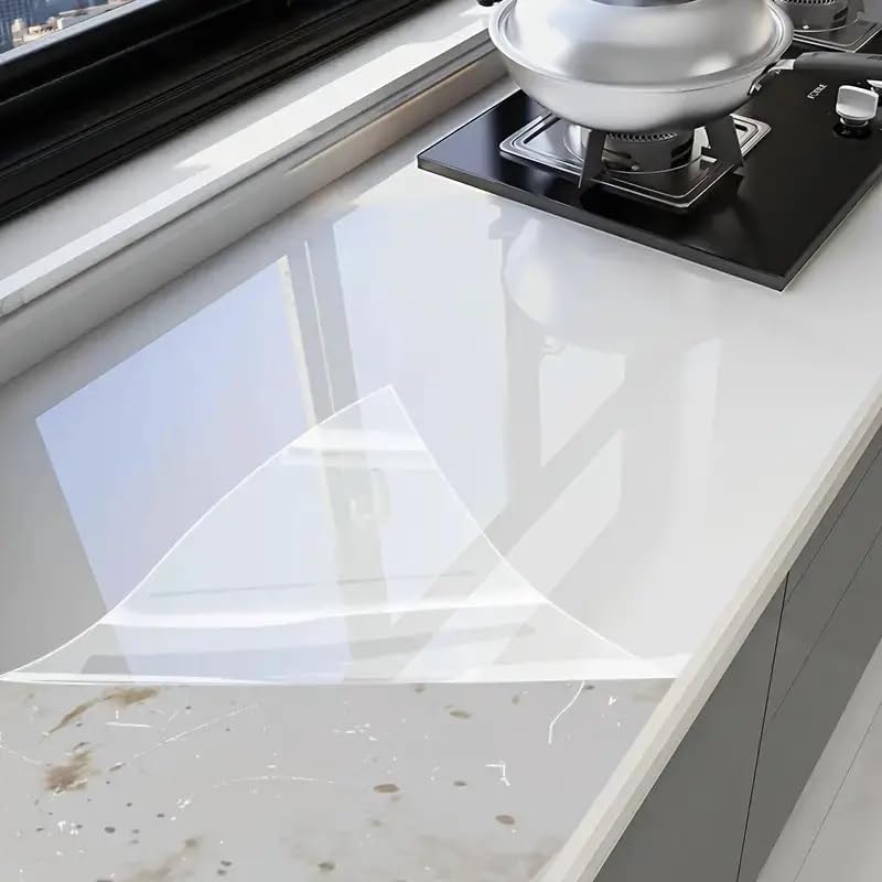 LIVECOOL Transparent Contact Paper Solid Vinyl Clear Glossy Self-Adhesive Film Cover Removable Protective Film Transparent Liners Drawers Kitchen Cabinets Desks Fridge (17x78 Inch, Clear Transparent) - Image 1