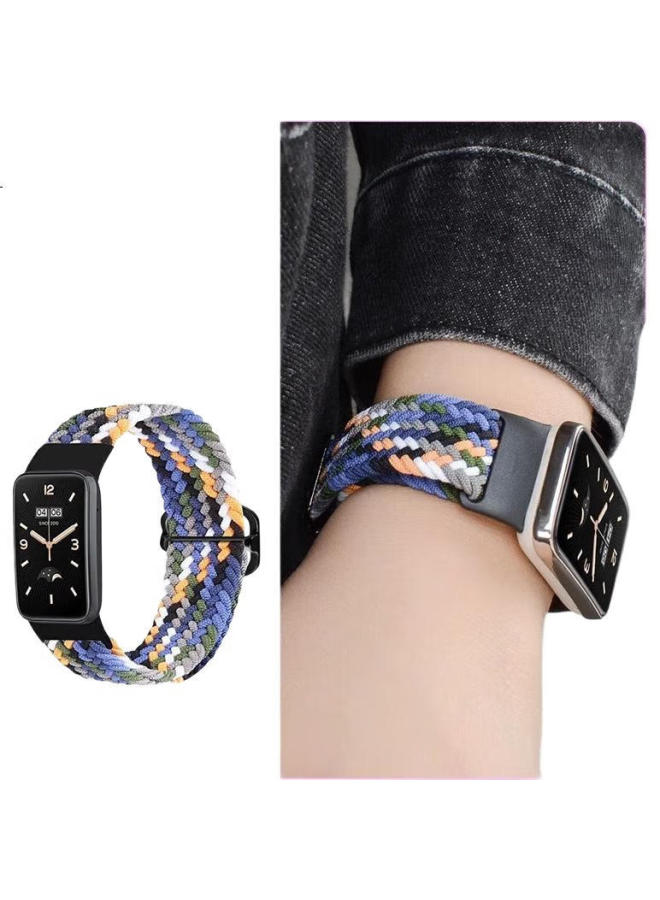 Bkayp Nylon Wristband For Xiaomi Mi Band 8 Pro, Sport Woven Strap With Loop Buckle, Elastic Replacement Band For Xiaomi Mi Band 8 Pro/Redmi 4 [Denim Blue] - Image 1
