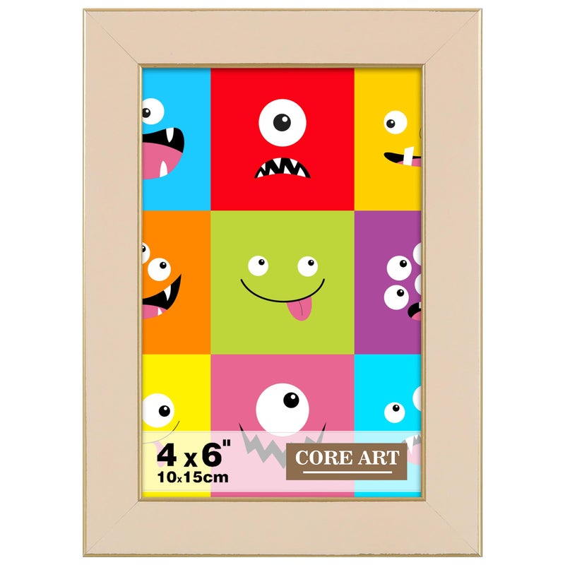 CORE ART 4x6 Picture Frame Ivory White Photo Frame  4 by 6 Colorful Frame with HD Plexiglass  Wall or Tabletop Display - Image 1