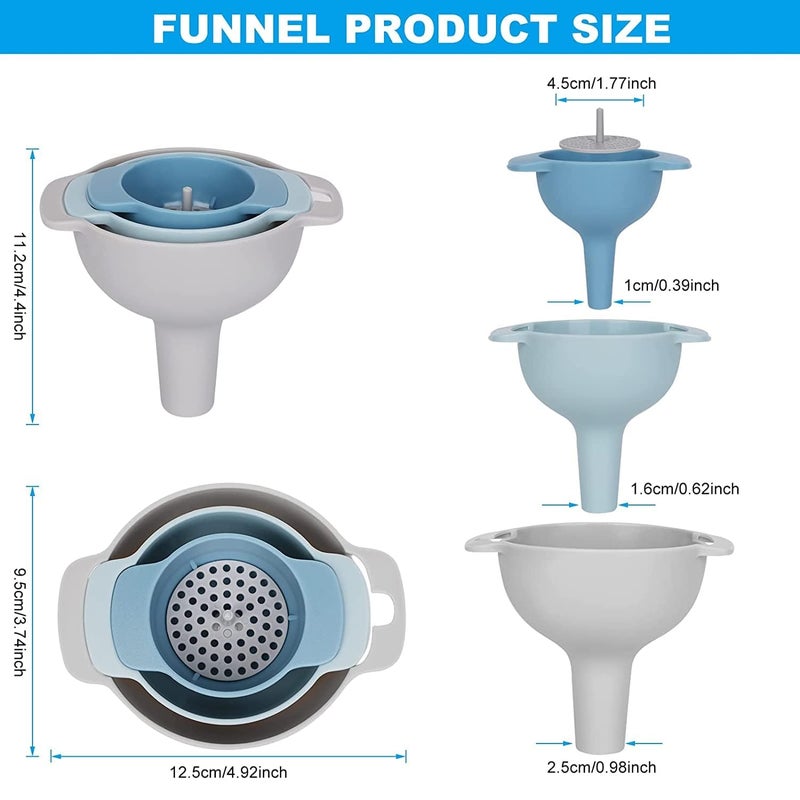 KOOSHLO 4 in 1 Multifunctional Kitchen Filter Oil Pot Funnel Set with Handle and Easy Transfer of Cooking Oil Water Juice Liquid Powder Sauce ghee - Image 2