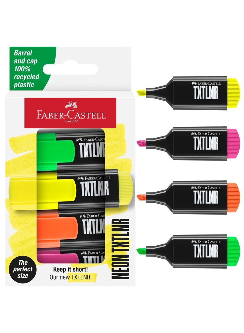 FABER-CASTELL 4-Piece Mini Highlighter Fluorescent Colours - Image 1