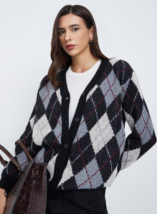 ستايلي كارديجان طويل واسع بنقشة أرجيل - Image 3