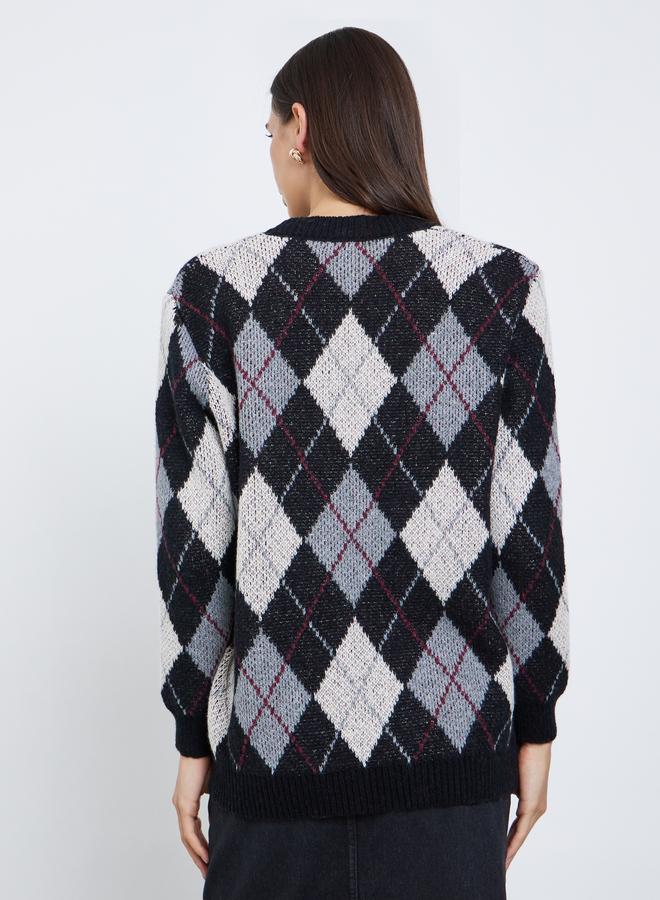 ستايلي كارديجان طويل واسع بنقشة أرجيل - Image 5