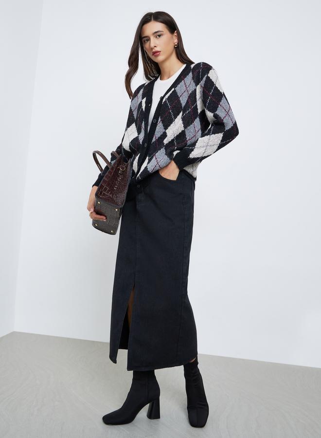 ستايلي كارديجان طويل واسع بنقشة أرجيل - Image 2