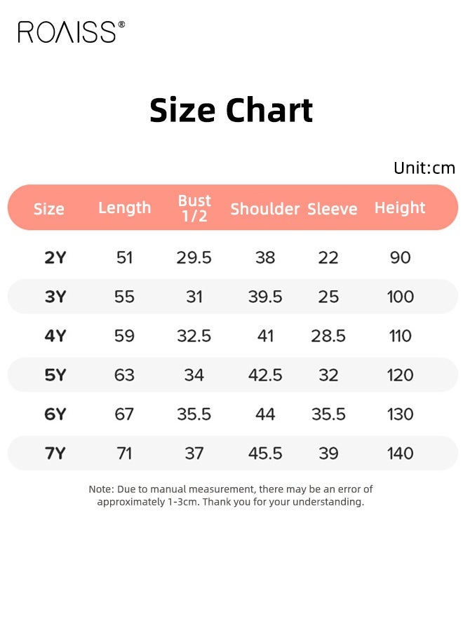 roaiss Girls Stylish Dress, Long Sleeve Round Neck A-line Dress, Polka Dots Cotton Dress for Girls, Fancy Frock with Cartoon Pattern, Suitable for Daily Wear and Outdoor Activities - Image 5