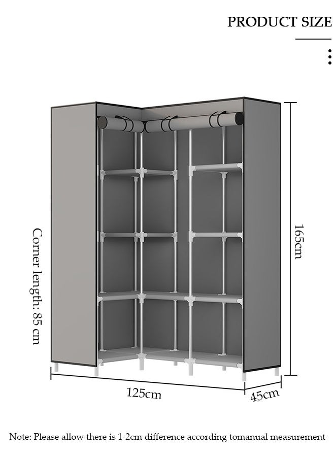 DUNISO Fabric Wardrobe, Foldable Closet With Hanging Rail, Fabric Wardrobe with Clothes Rail, Clothes Storage, Non Woven Fabrics Cabinet, Clothes Rack for Bags, Toys, Shoes, Living Room, Bedroom, Cloakroom - Image 2