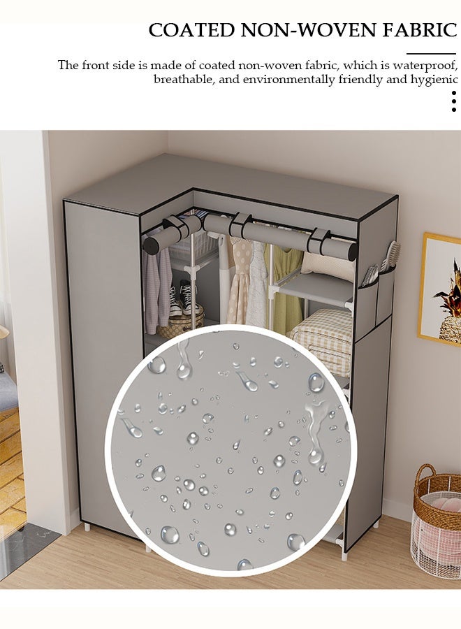 DUNISO Fabric Wardrobe, Foldable Closet With Hanging Rail, Fabric Wardrobe with Clothes Rail, Clothes Storage, Non Woven Fabrics Cabinet, Clothes Rack for Bags, Toys, Shoes, Living Room, Bedroom, Cloakroom - Image 5