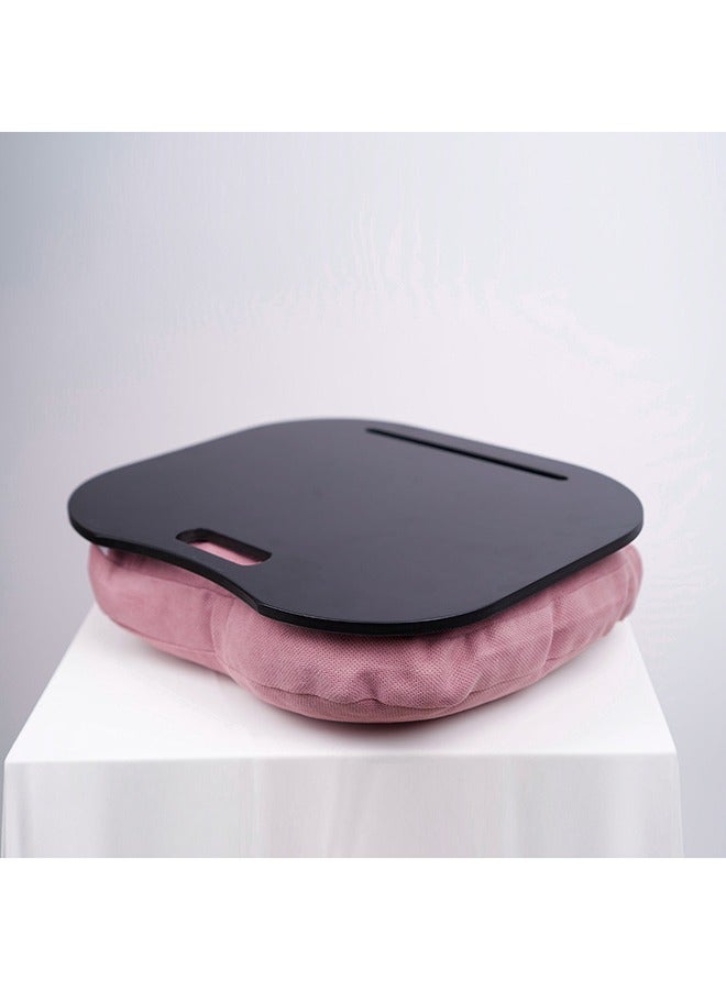 Mazajy Home Lazylap | Black Wood | Nude Pink Fabric | Cushioned Laptop Desk – Fits up to 17” – Portable & Ergonomic Design