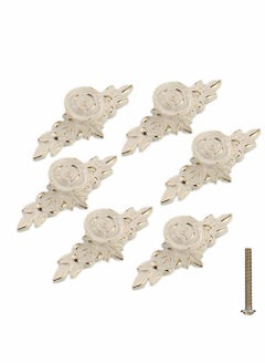 Y&D Rose Cabinet Knobs with Backplate, Vintage Kitchen Zinc Alloy Flower Drawer Pull Handles for Dresser Vanity Cupboard Wardrobe, Ivory White & Gold Edge, 6 Pack/European Style  - Image 1