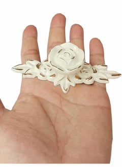Y&D Rose Cabinet Knobs with Backplate, Vintage Kitchen Zinc Alloy Flower Drawer Pull Handles for Dresser Vanity Cupboard Wardrobe, Ivory White & Gold Edge, 6 Pack/European Style  - Image 4