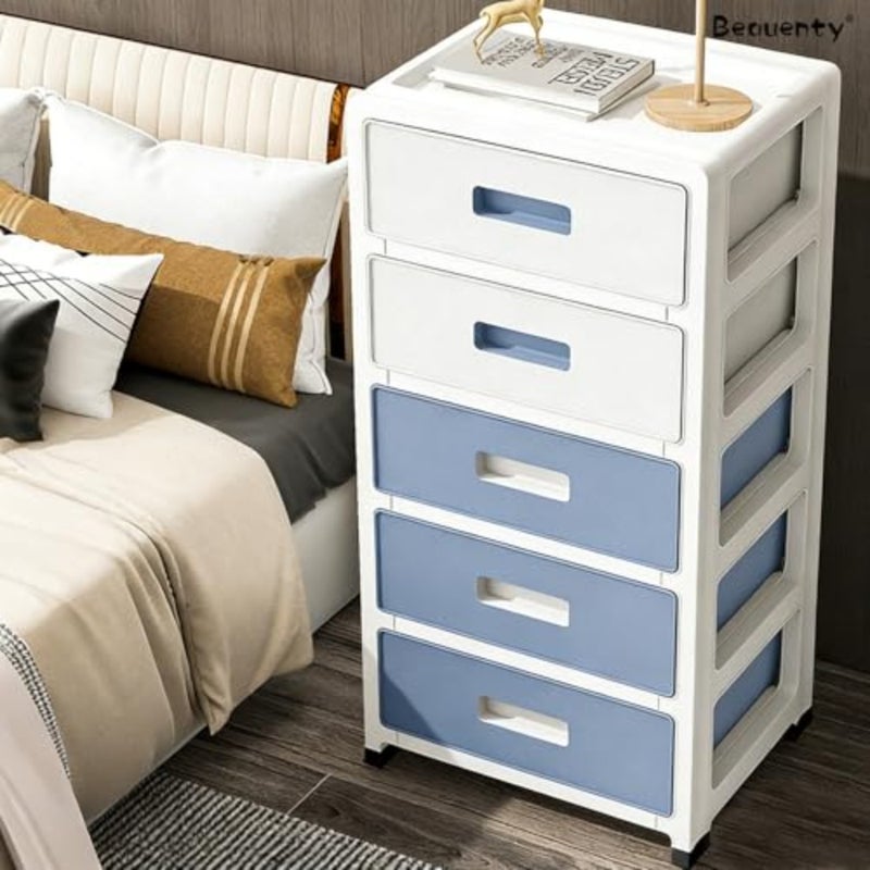 35cm Wide Slit Storage Cabinet, Thickened Plastic Storage Drawer Units with Movable Wheels, Office File Cabinet, Home Drawer Dresser, Bedside Table, Underwear, Toy, Book Organizer - Image 2
