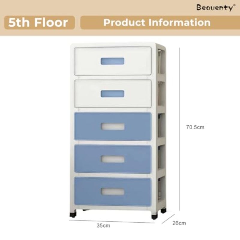 35cm Wide Slit Storage Cabinet, Thickened Plastic Storage Drawer Units with Movable Wheels, Office File Cabinet, Home Drawer Dresser, Bedside Table, Underwear, Toy, Book Organizer - Image 3