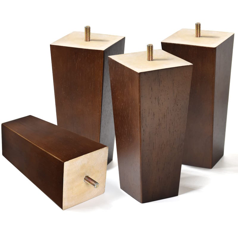 AORYVIC 6 inch Sofa Legs Wood Furniture Legs Pack of 4 Pyramid Couch Legs Mid-Century Modern Brown Replacement Legs for Chair Recliner - Image 1