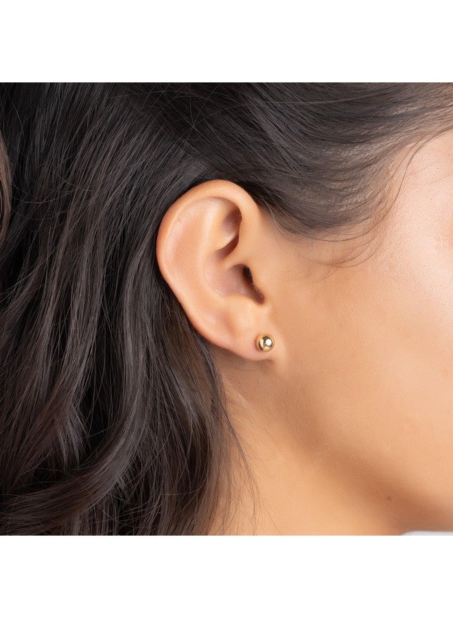 Barzel 18K Gold Plated Ball Stud Earrings Set, Sizes 3-10Mm, 5 Pack, High Polish Finish Ball Suds - Image 3