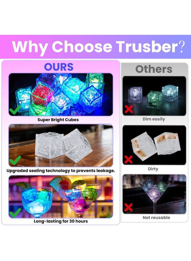 TRUSBER Light Up Ice Cubes, Multicolor Led Ice Cubes for Drinks with Changing Lights, Waterproof Reusable Glowing Flashing Ice Cube for Club Bar Party Wedding Decoration (12) - Image 5