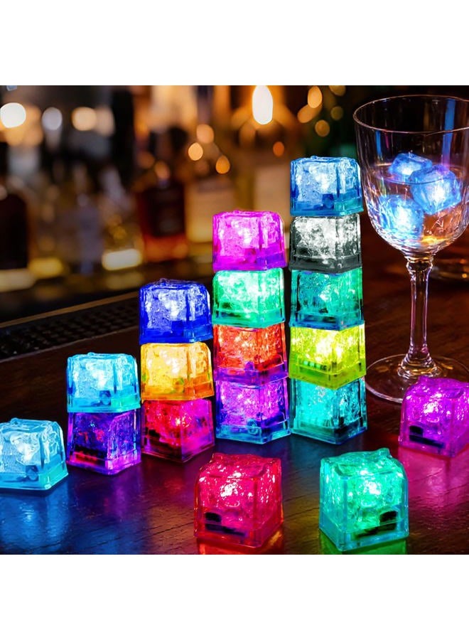 TRUSBER Light Up Ice Cubes, Multicolor Led Ice Cubes for Drinks with Changing Lights, Waterproof Reusable Glowing Flashing Ice Cube for Club Bar Party Wedding Decoration (12) - Image 1