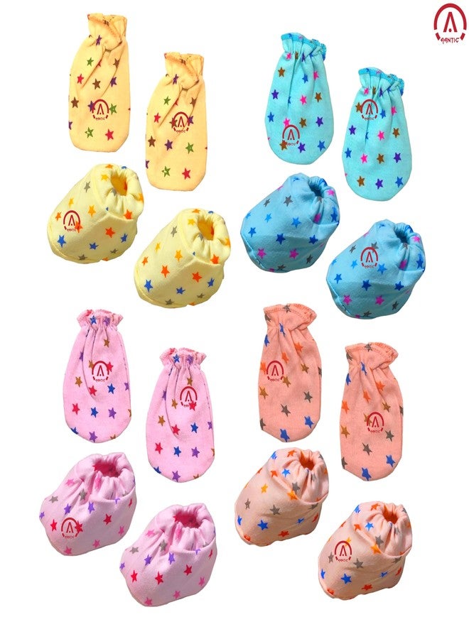 KmCho Newborn Baby Care Cloth Set Combo (28 Pcs) – 4 Jhabla, 8 Nappy, 8 Mittens, 4 Caps & 4 Plastic Mats – Soft Hosiery Fabric for Boys & Girls – Comfortable & Skin-Friendly Essentials - Image 4