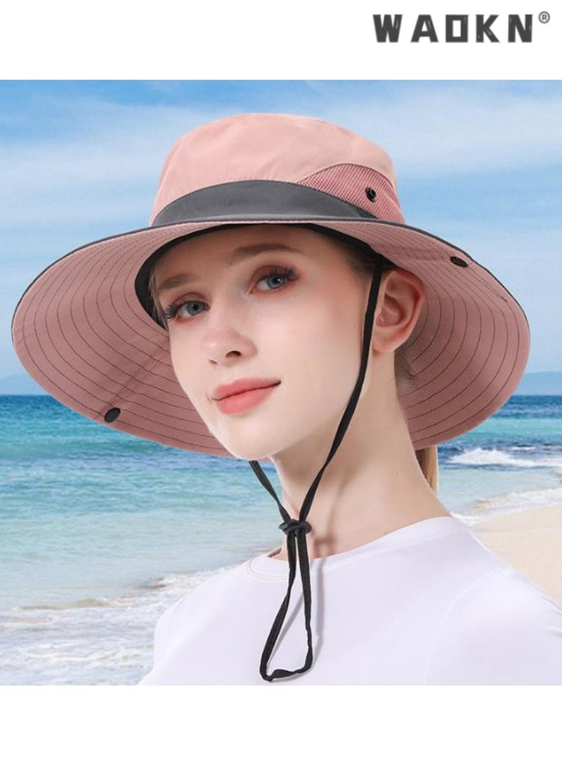 WAOKN Summer Wide Brim Sun Hat,Stylish Fisherman's Design, Perfect for Outdoor Adventures, Beach, Camping, and Hiking, Breathable and UV Protection, Adjustable for Comfort, Ideal for Wear in Sun - Image 2