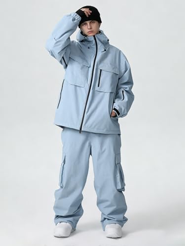 SnowElve Mens Ski Suit Supper Baggy Snow Suit Waterproof Snowsuit Insulated Ski Jacket and Pant Set Loose fit Snowboarding Outfit(653+608,BG,XS) - Image 2