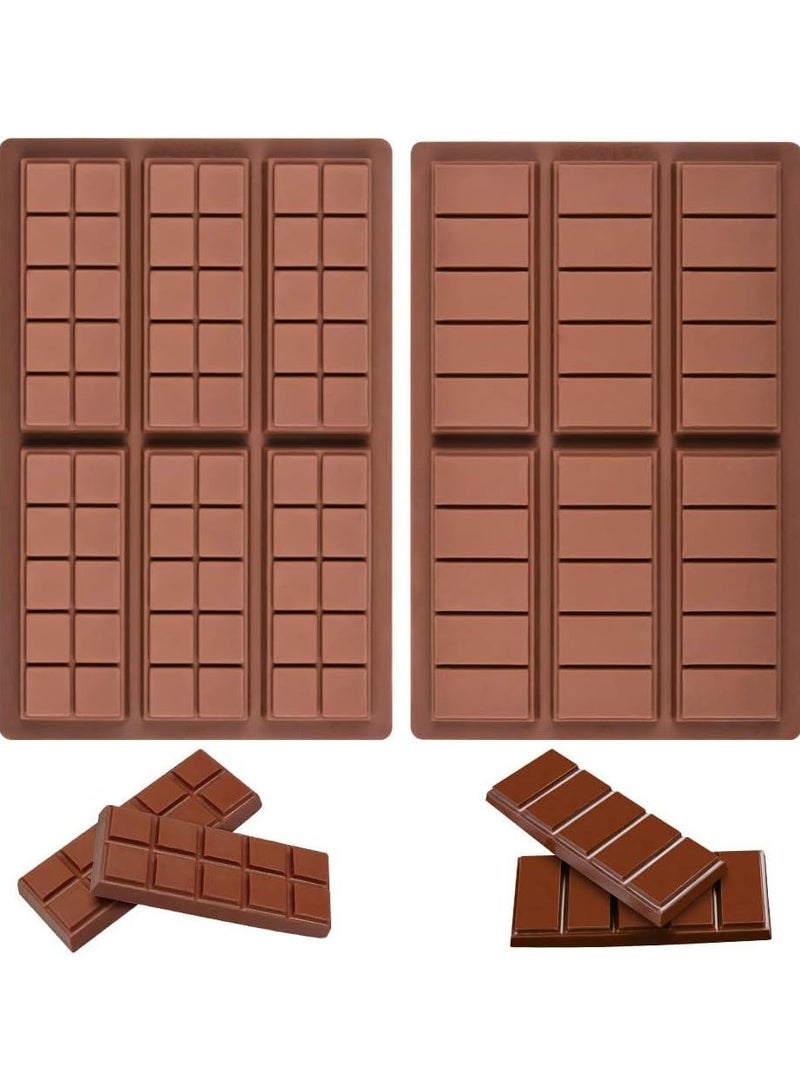 2Pcs Silicone Moulds Chocolate Bar Sweet Moulds Candy Moulds Jelly Moulds Rectangle Baking Silicon Bakeware Mold Shape Soap Wax Flexible Baking Mould (6 Cell 10 Section) - Image 1