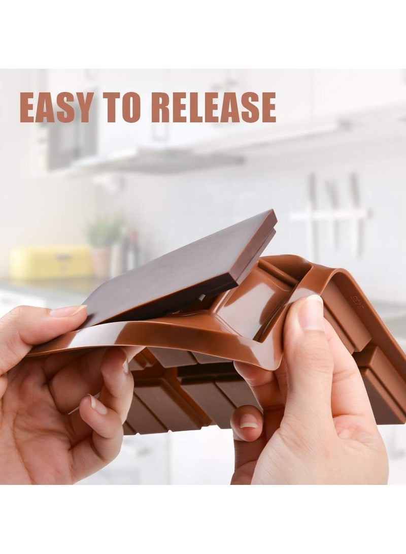 2Pcs Silicone Moulds Chocolate Bar Sweet Moulds Candy Moulds Jelly Moulds Rectangle Baking Silicon Bakeware Mold Shape Soap Wax Flexible Baking Mould (6 Cell 10 Section) - Image 3