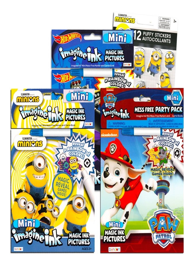 Hot Wheels Imagine Ink Coloring Book Bundle Including 3 No Mess Magic Ink Activity Books Featuring Hot Wheels, Paw Patrol, and Despicable Me Minions and Stickers - Image 1