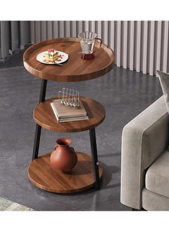 DubaiGallery 3-layers Side table for living room sofa side Nordic simplicity coffee table flower stand iron and wooden home Multifunction decorative shelf Storage rack  - Image 1