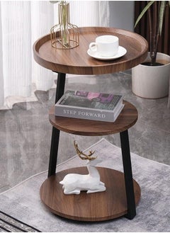 DubaiGallery 3-layers Side table for living room sofa side Nordic simplicity coffee table flower stand iron and wooden home Multifunction decorative shelf Storage rack  - Image 3
