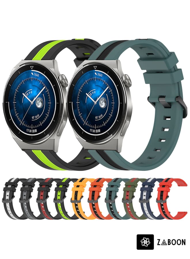 Zaboon Watch Band For Huawei Watch GT3 Pro 46mm 22mm Vertical Two-Color Silicone (Black+Red) - Image 3