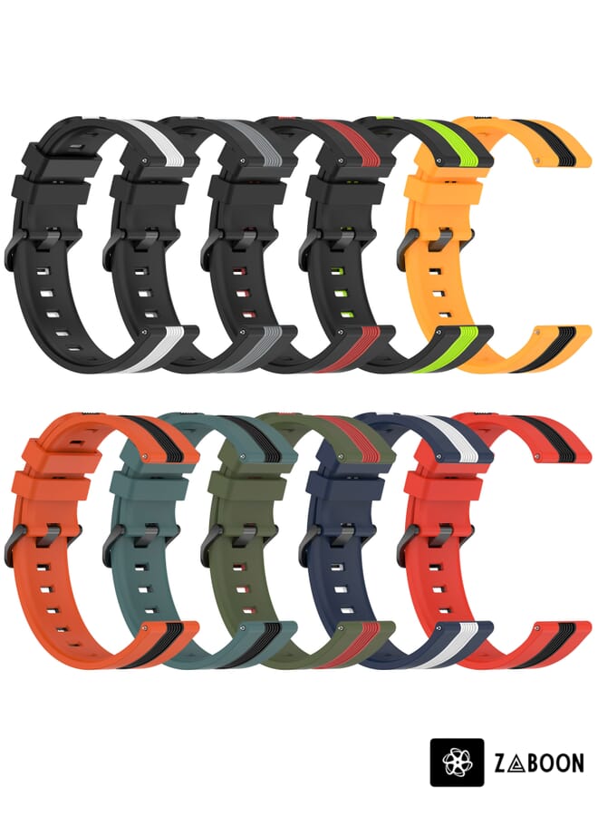 Zaboon Watch Band For Huawei Watch GT3 Pro 46mm 22mm Vertical Two-Color Silicone (Black+Red) - Image 5