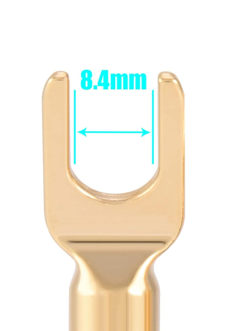SYOSI 6 Pcs 24K Gold Plated Y Plug Spade Connector, 4mm Banana U Fork 45 Degree Speaker Wire Connector Spade Solder Free for Speaker DIY Cable Repair Kit - Image 4