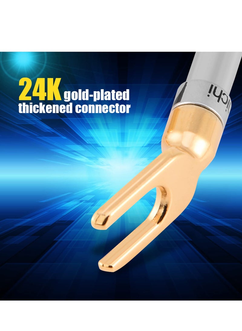 SYOSI 6 Pcs 24K Gold Plated Y Plug Spade Connector, 4mm Banana U Fork 45 Degree Speaker Wire Connector Spade Solder Free for Speaker DIY Cable Repair Kit - Image 2