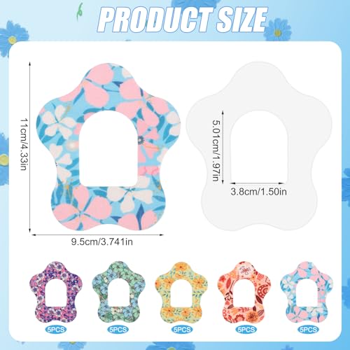 XIHIRCD 25pcs Adhesive Patches for Omnipod Waterproof Sensor Covers Sweatproof Flower Print Sensor Stickers Adhesive Tape Compatible with Omnipod 5 Overpatch Protection 5 Styles - Image 5