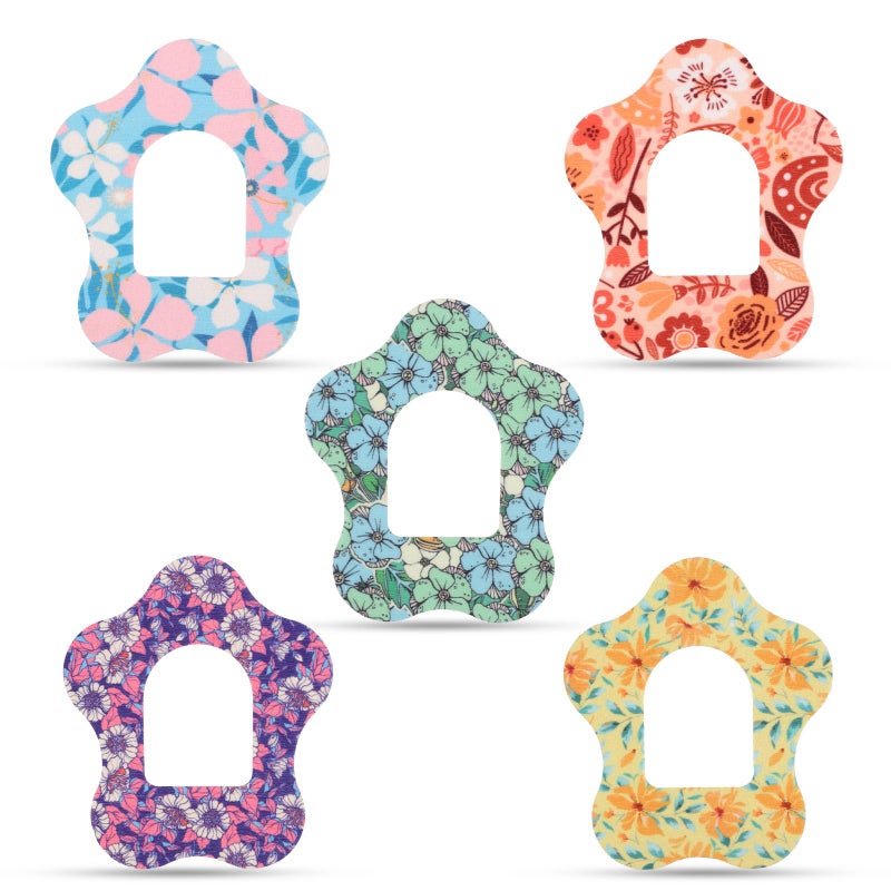 XIHIRCD 25pcs Adhesive Patches for Omnipod Waterproof Sensor Covers Sweatproof Flower Print Sensor Stickers Adhesive Tape Compatible with Omnipod 5 Overpatch Protection 5 Styles - Image 3