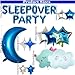 DUFACAI 47 Pieces Sleepover Party Decoration Blue Sleepover Birthday Party Balloons Banner Cute Moon Star for Kids Boys Girls Pajamas Slumber Night Out Party Decoration Black - Image 4