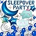 DUFACAI 47 Pieces Sleepover Party Decoration Blue Sleepover Birthday Party Balloons Banner Cute Moon Star for Kids Boys Girls Pajamas Slumber Night Out Party Decoration Black - Image 2