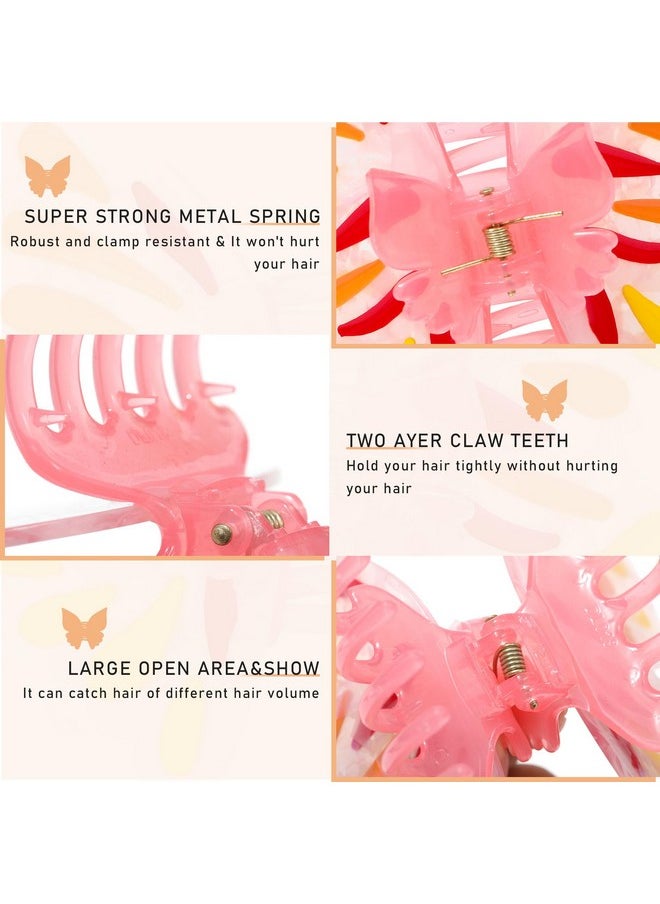HAIMEIKANG - Butterfly Hair Clips - Large Butterfly Claw Clips For Thick Thin Hair Strong Hold Non-Slip Cute Hair Clips Butterfly Hair Accessories For Women And Girls (Pink) - Image 1