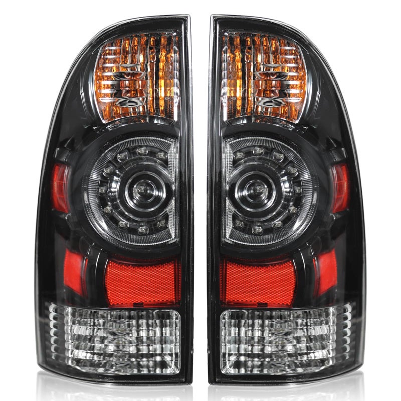 Boine Tail Light Compatible With 20052015 Toyota Tacoma Pickup Driver and Passenger Side Black Bezel Rear Light Brake Lamps LED Lens  Bulb and Harness Included 8155004160 8156004160
