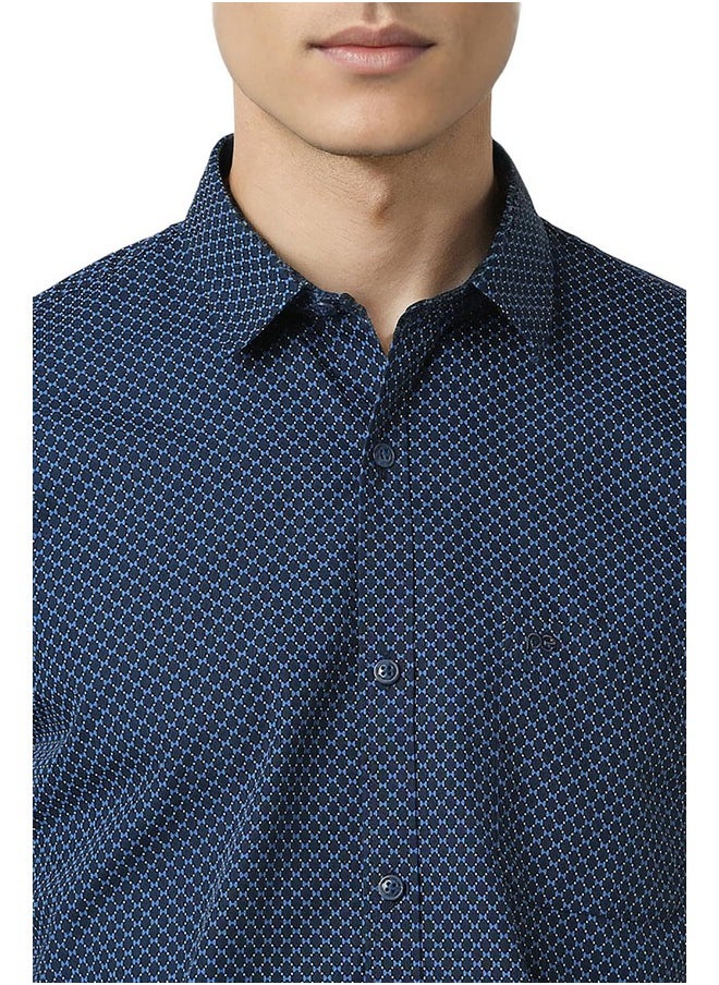 Peter England Peter England Men's Casual Summer Half Sleeve Shirt Blue  - Image 4