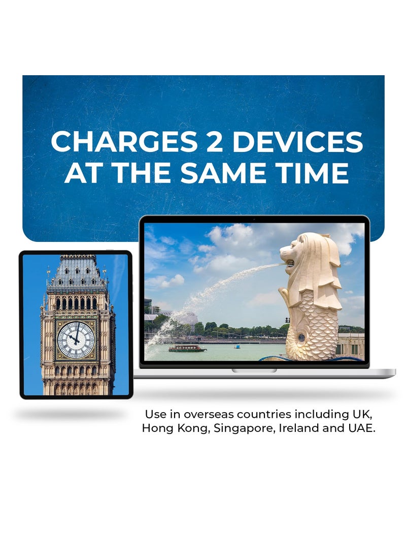 OREI OREI India to UAE Hong Kong Dubai UK Adapter Type G Plug Adapter 2 in 1 Perfect for Laptop Camera Chargers Travel Adapter UK CE RoHS Black 2 Pack 5 Years Warranty  - Image 4