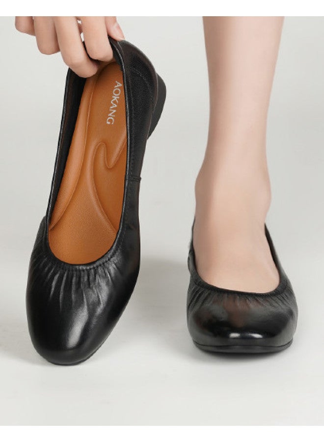 AOKANG Spring New Women's Shoes Shallow Opening Soft Sole Comfortable Commuting Simple Women's Flats - Image 1